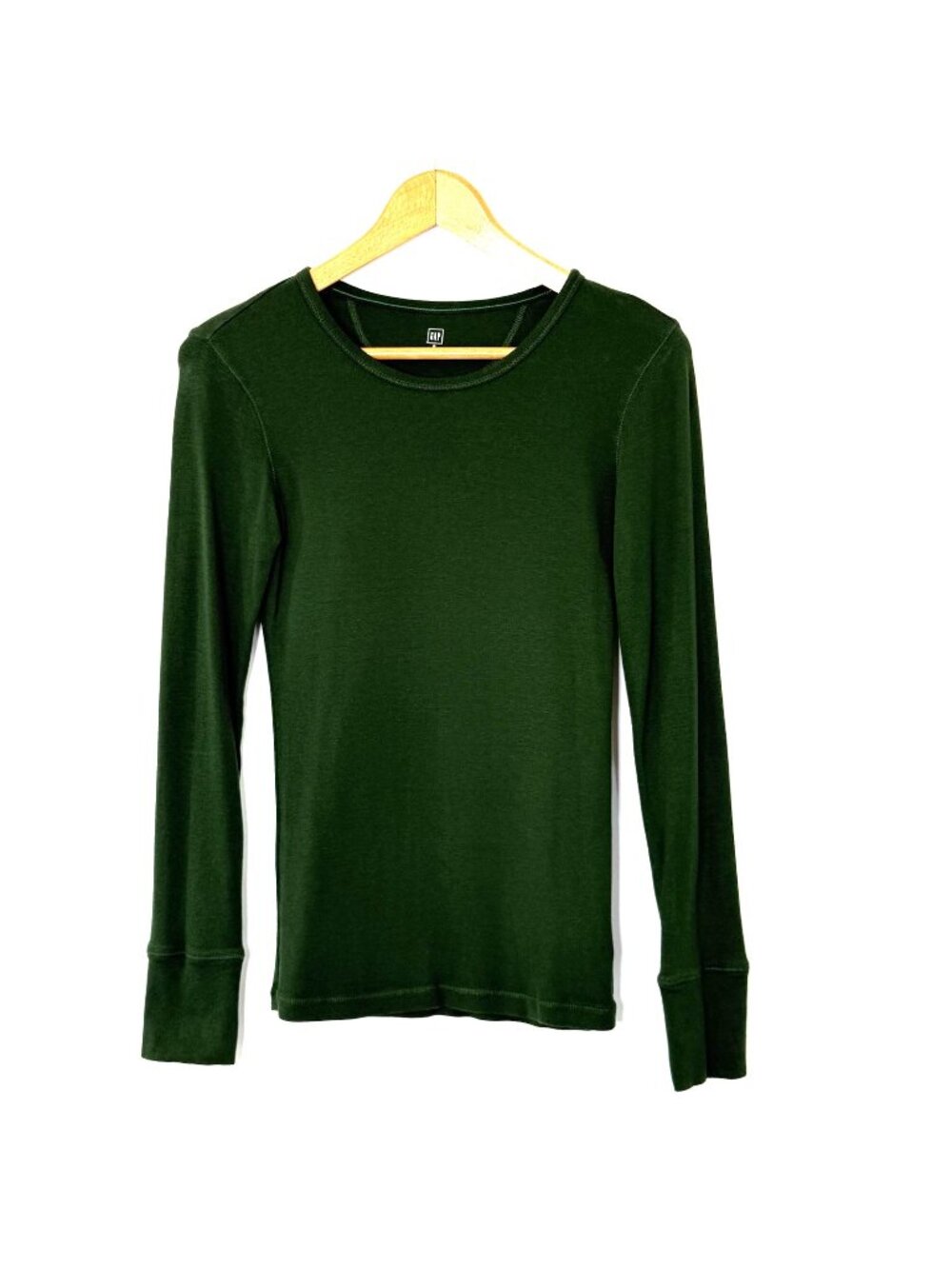 GAP Round Neck Long Sleeved T Shirt Knit Top Womens size Small Dark Green